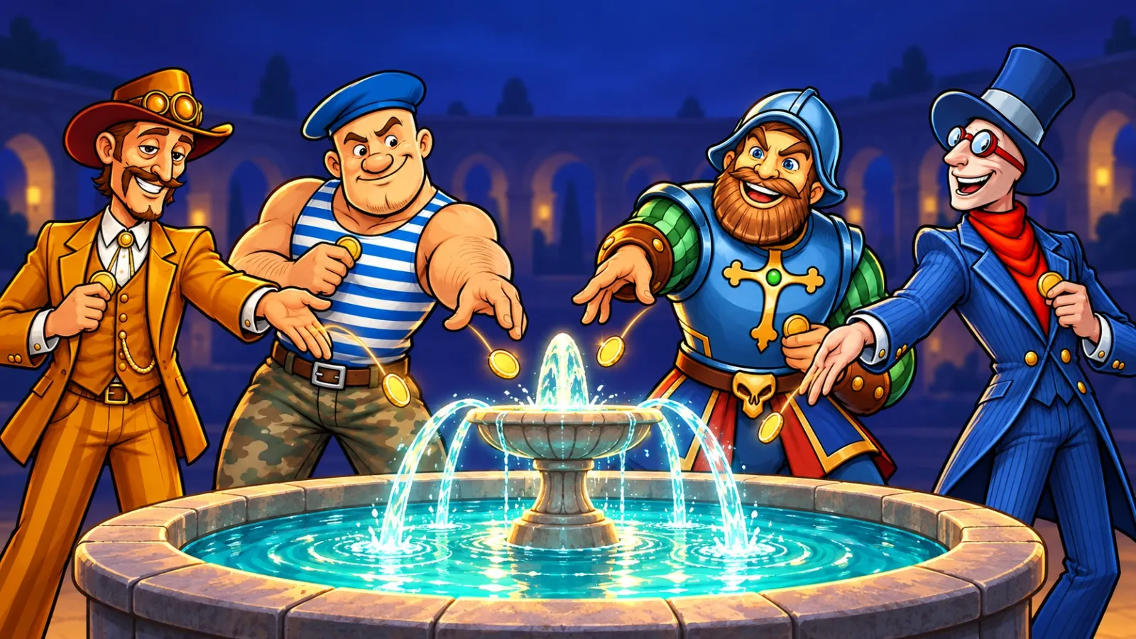Hero fountain coins